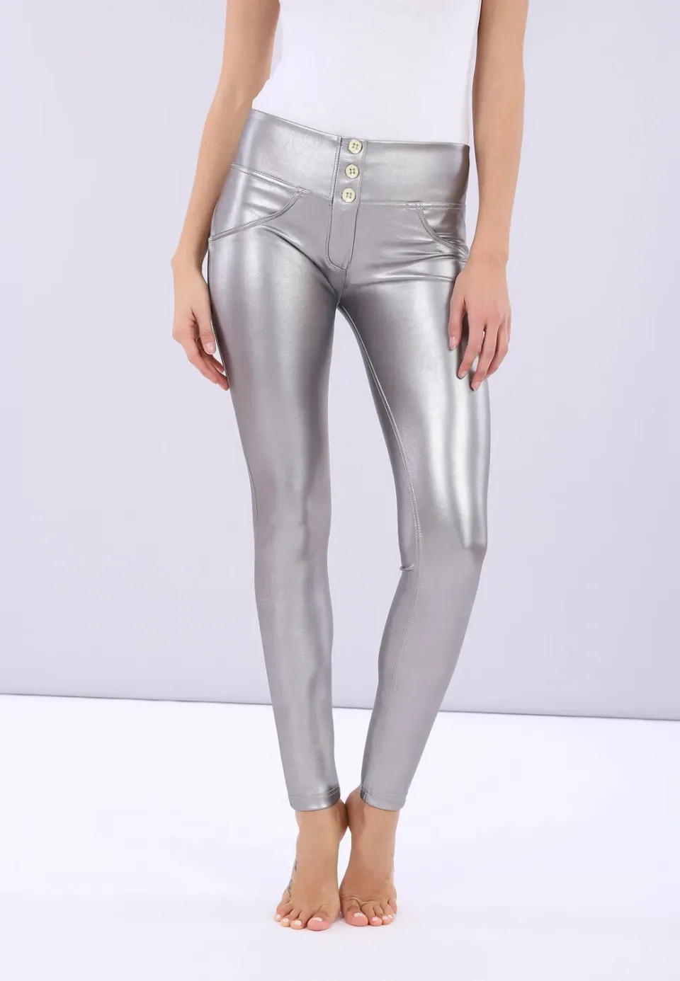 Freddy WR.UP Skinny Hose silber Metallic Kunstleder