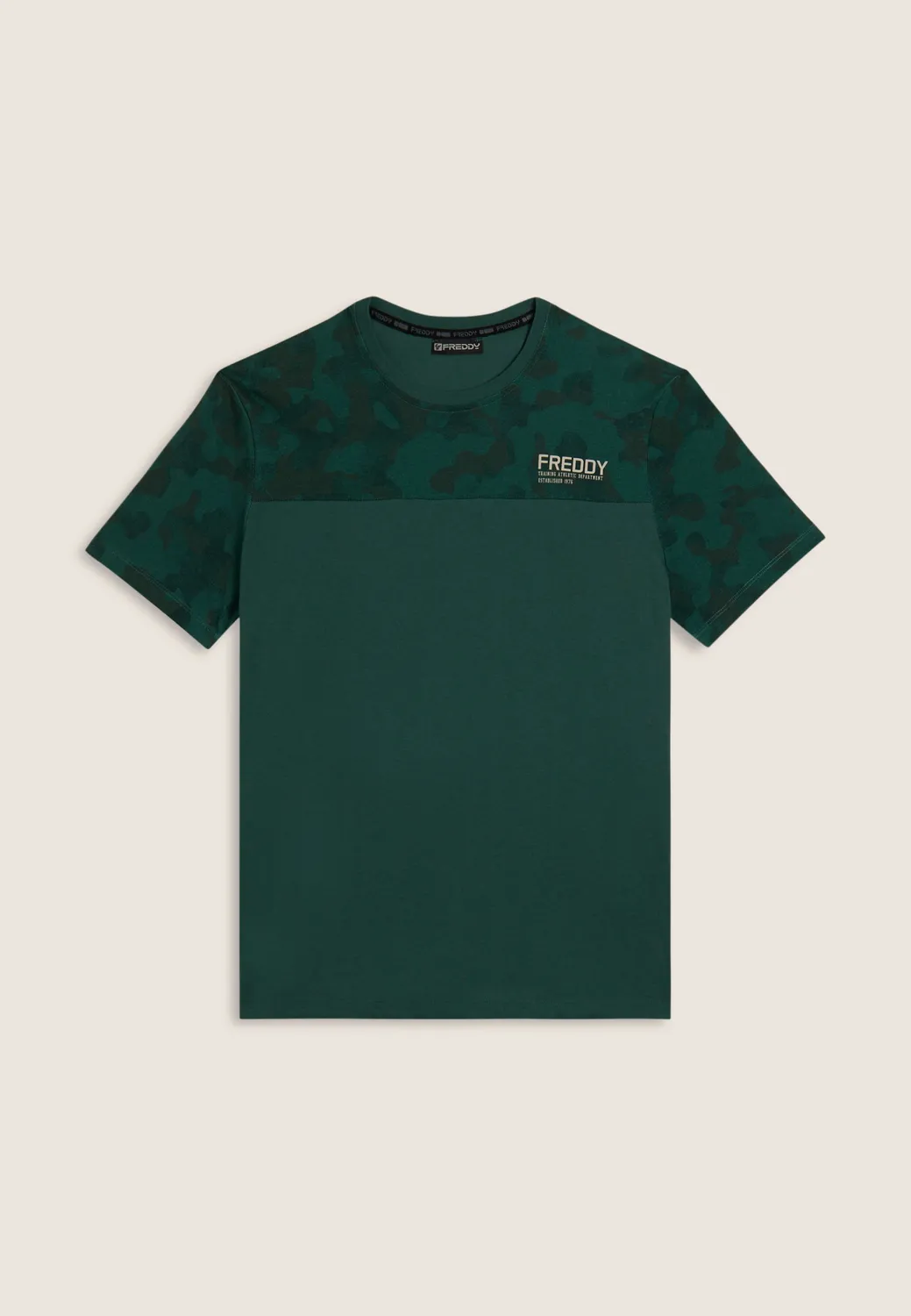 Freddy Camouflage T-Shirt Regular Grün Herz-Logo Baumwolle