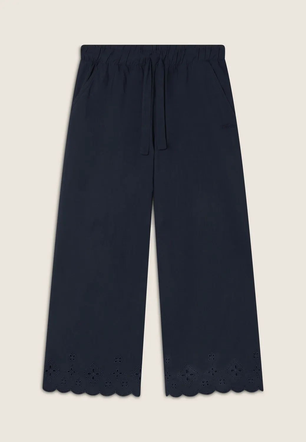 Freddy Wide Leg Hose Damen Baumwolle mit Stickerei 7/8