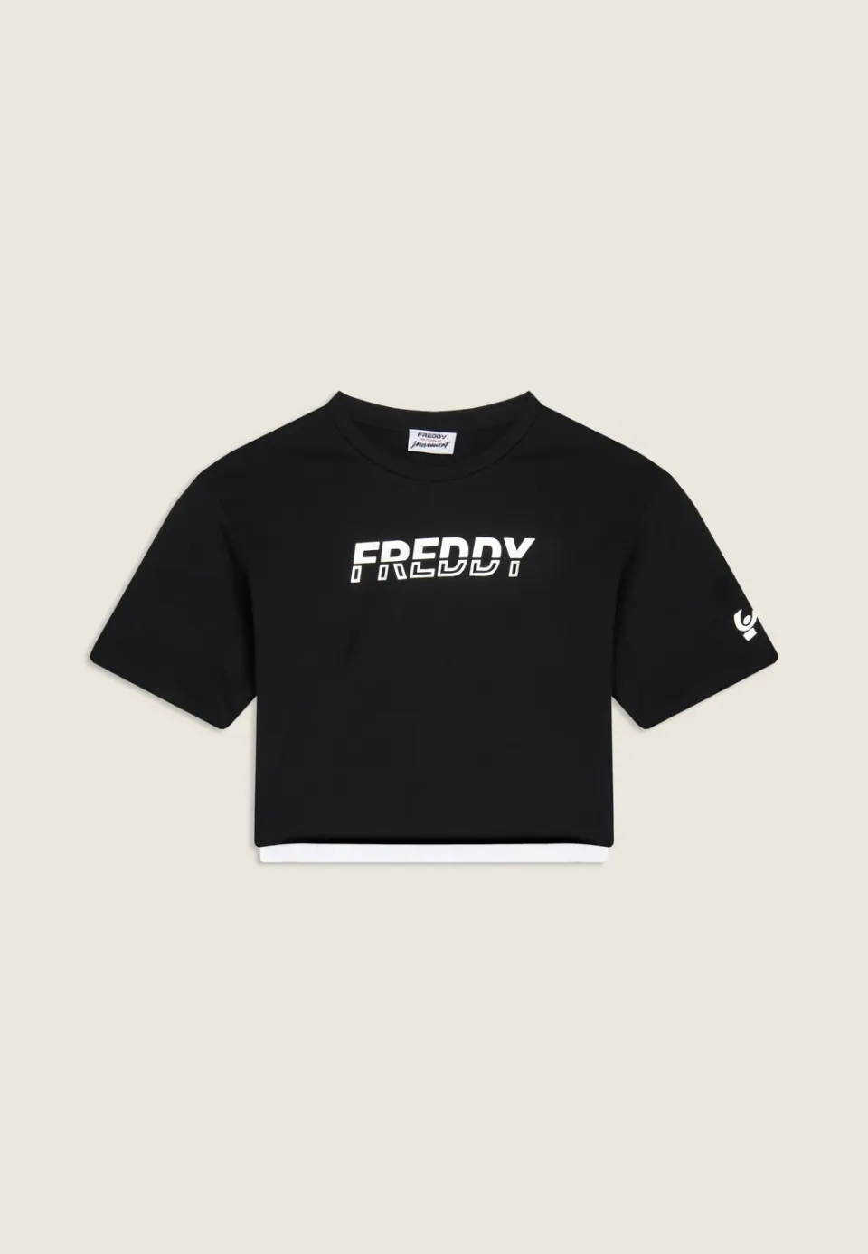 Freddy Cropped T-Shirt Nero-Bianco Kontrast hoher Bund