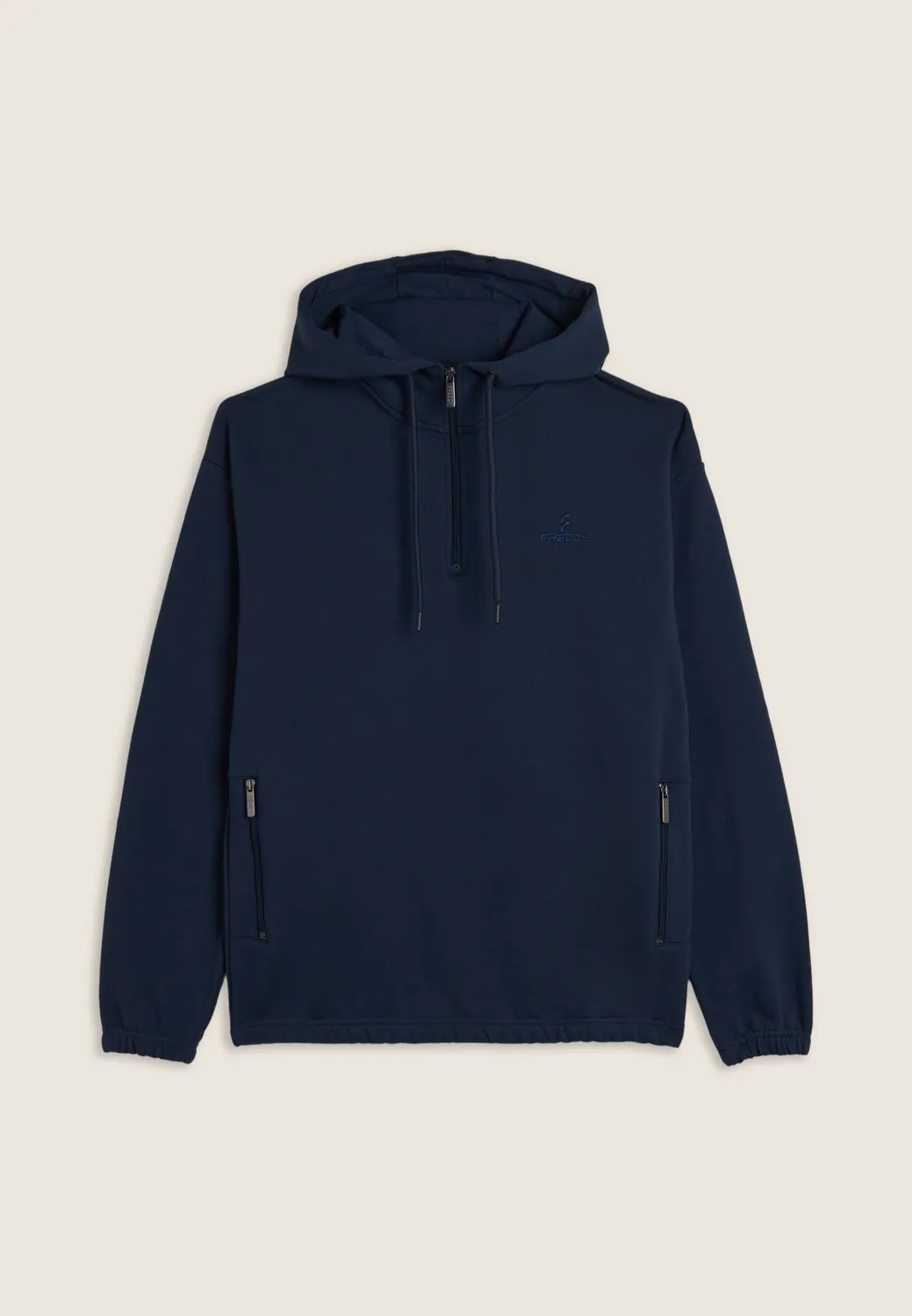 Freddy Half-Zip Hoodie Baumwolle Schwarz mit Kapuze