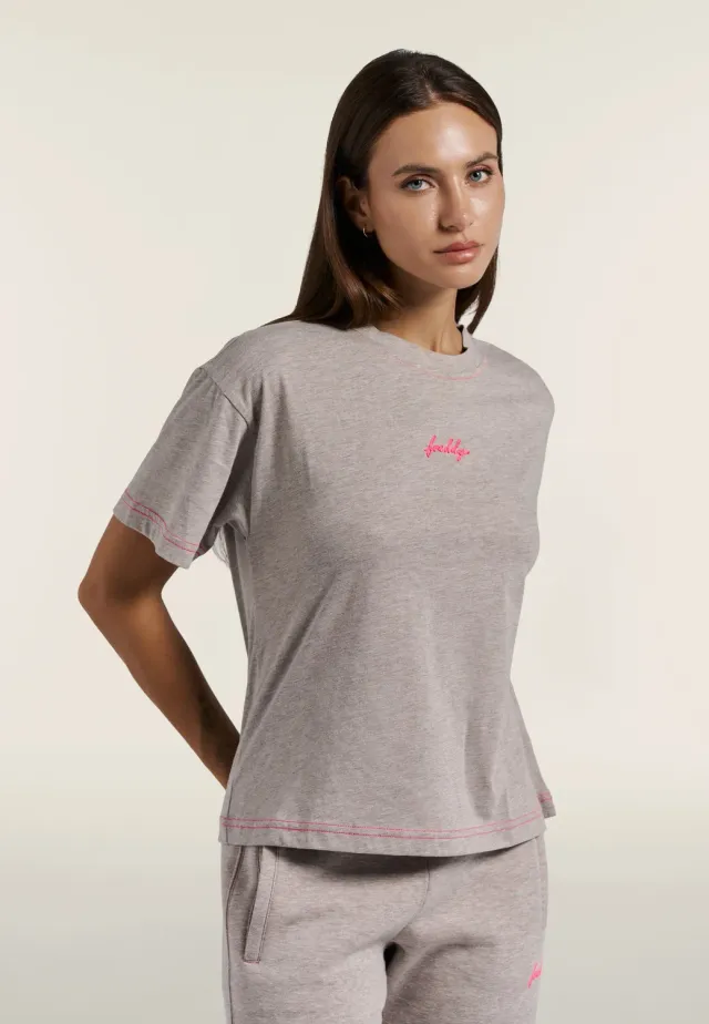 Freddy T-Shirt Damen Jersey Melange Comfort grau