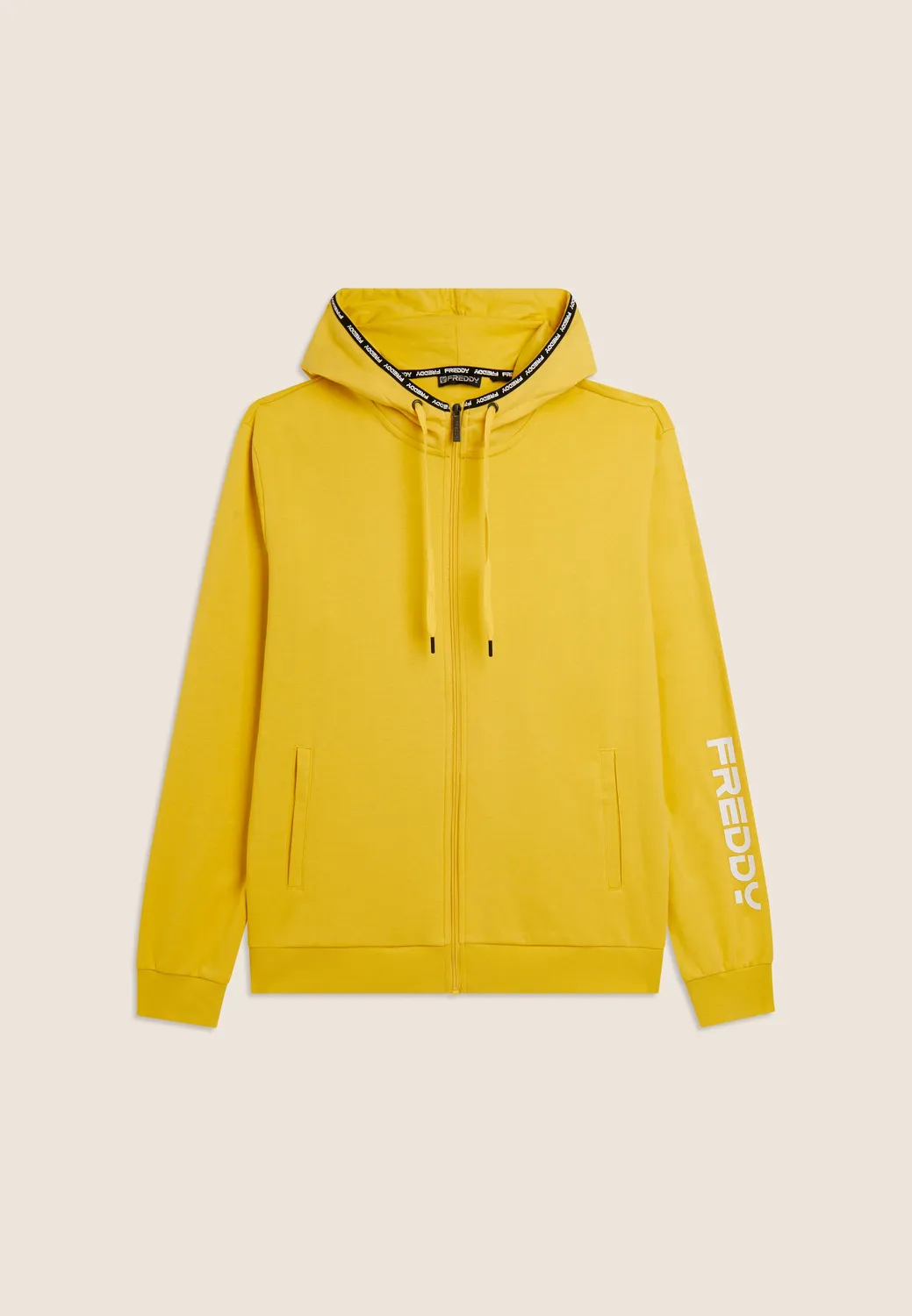 Freddy Kapuzenjacke Full-Zip schwarz Baumwolle Interlock