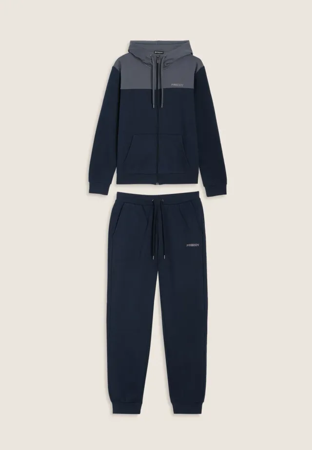 Freddy Colour Block Trainingsanzug Herren Kapuze Blau