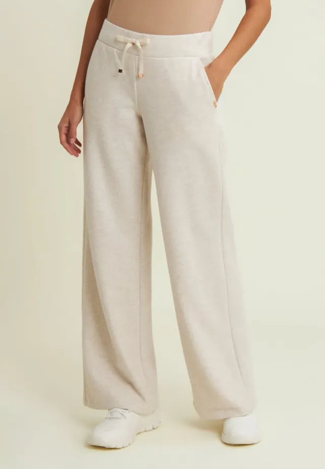 Freddy Hose Wide Leg Damen Grey Melange Tricot-Optik