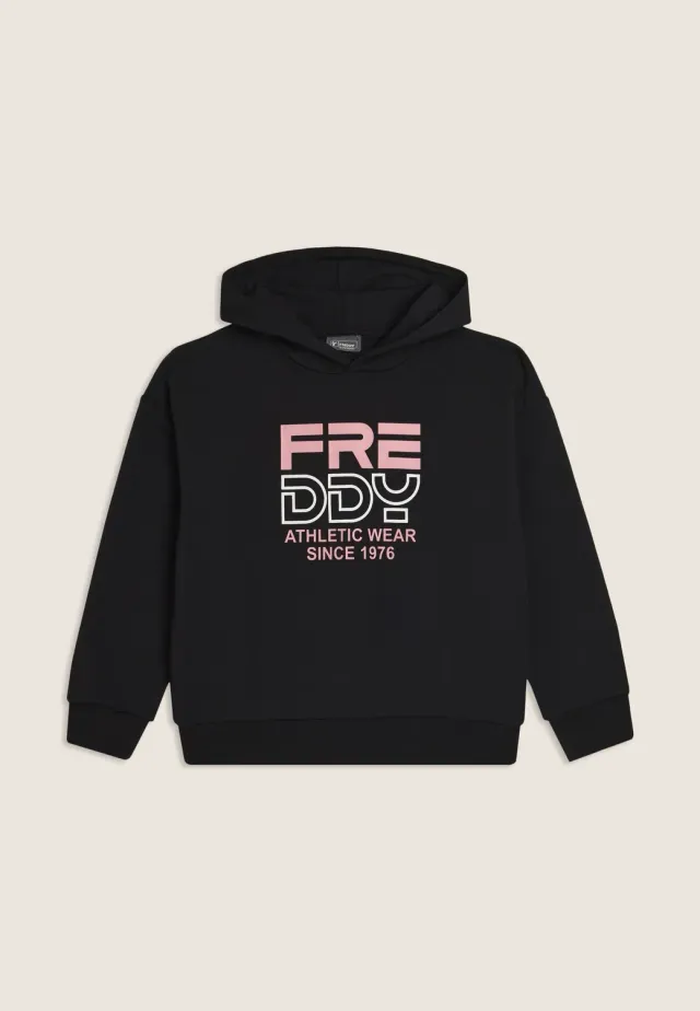 Freddy Junior Comfort Maxi Logo Hoodie Schwarz Baumwolle