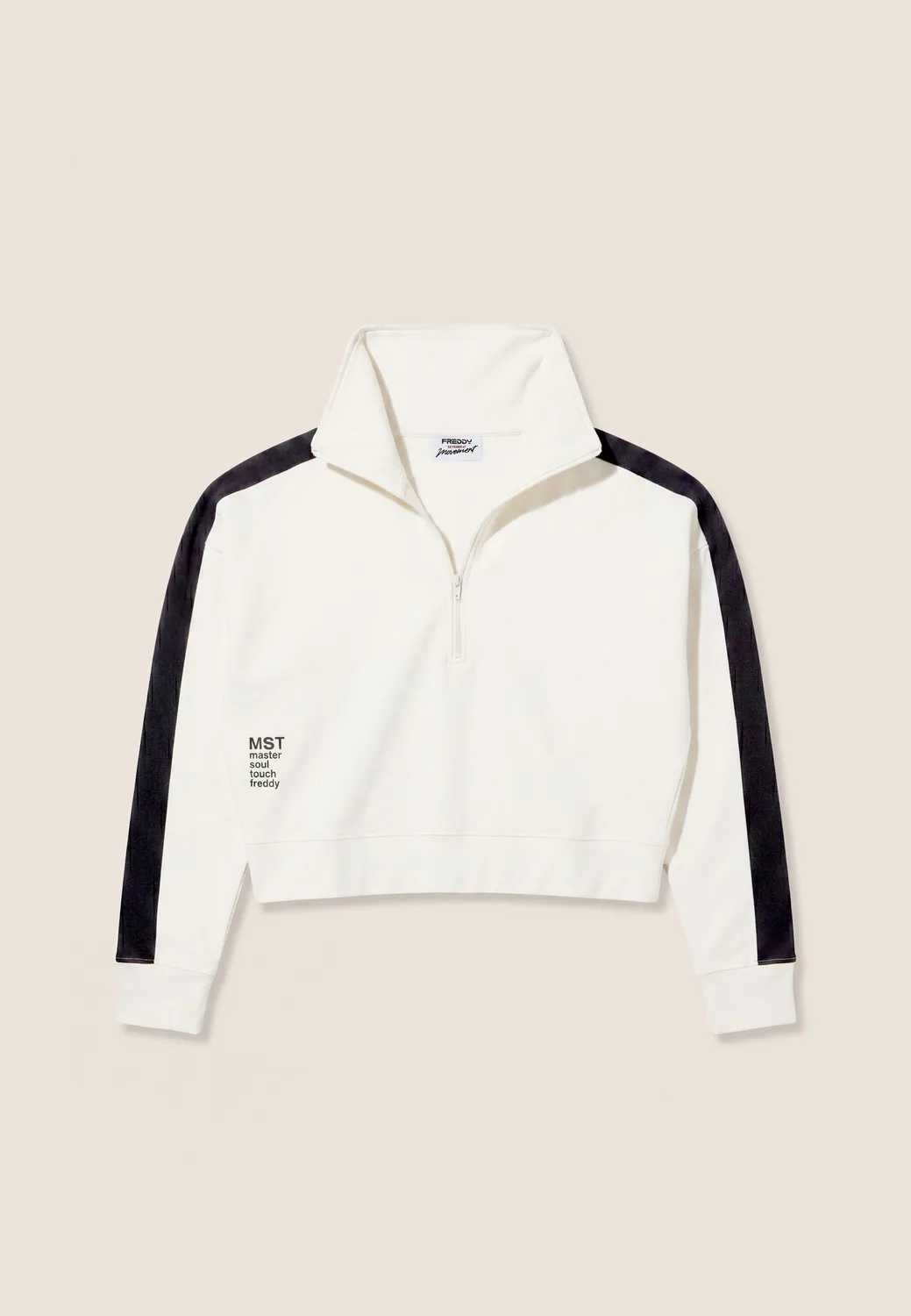 Freddy Comfort Sweatshirt Cropped Half-Zip hoher Kragen schwarz