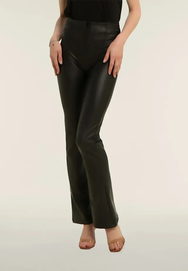 Freddy WR.UP Mini Flare Lederleggings Nero High Waist