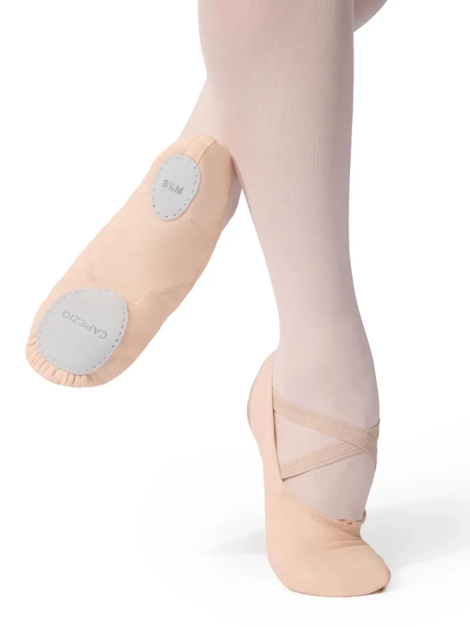 Capezio Juliet Canvas Ballettschläppchen Hellrosa geteilte Sohle