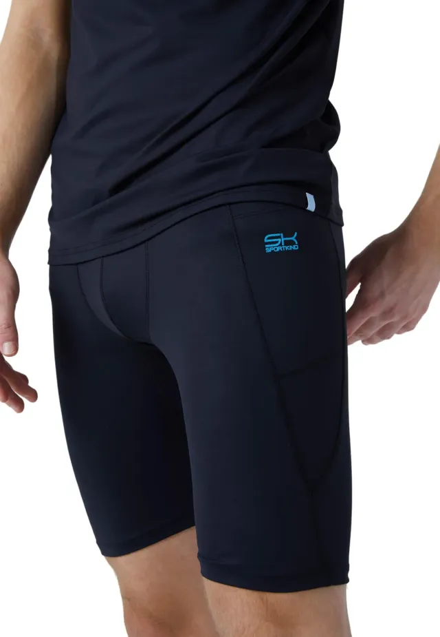 SPORTKIND Short Tights Herren kurze Leggings Taschen UV-Schutz