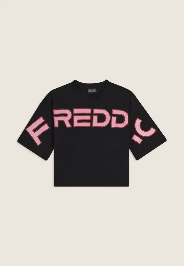 Freddy Junior Cropped T-Shirt Schwarz Color Block Baumwolle