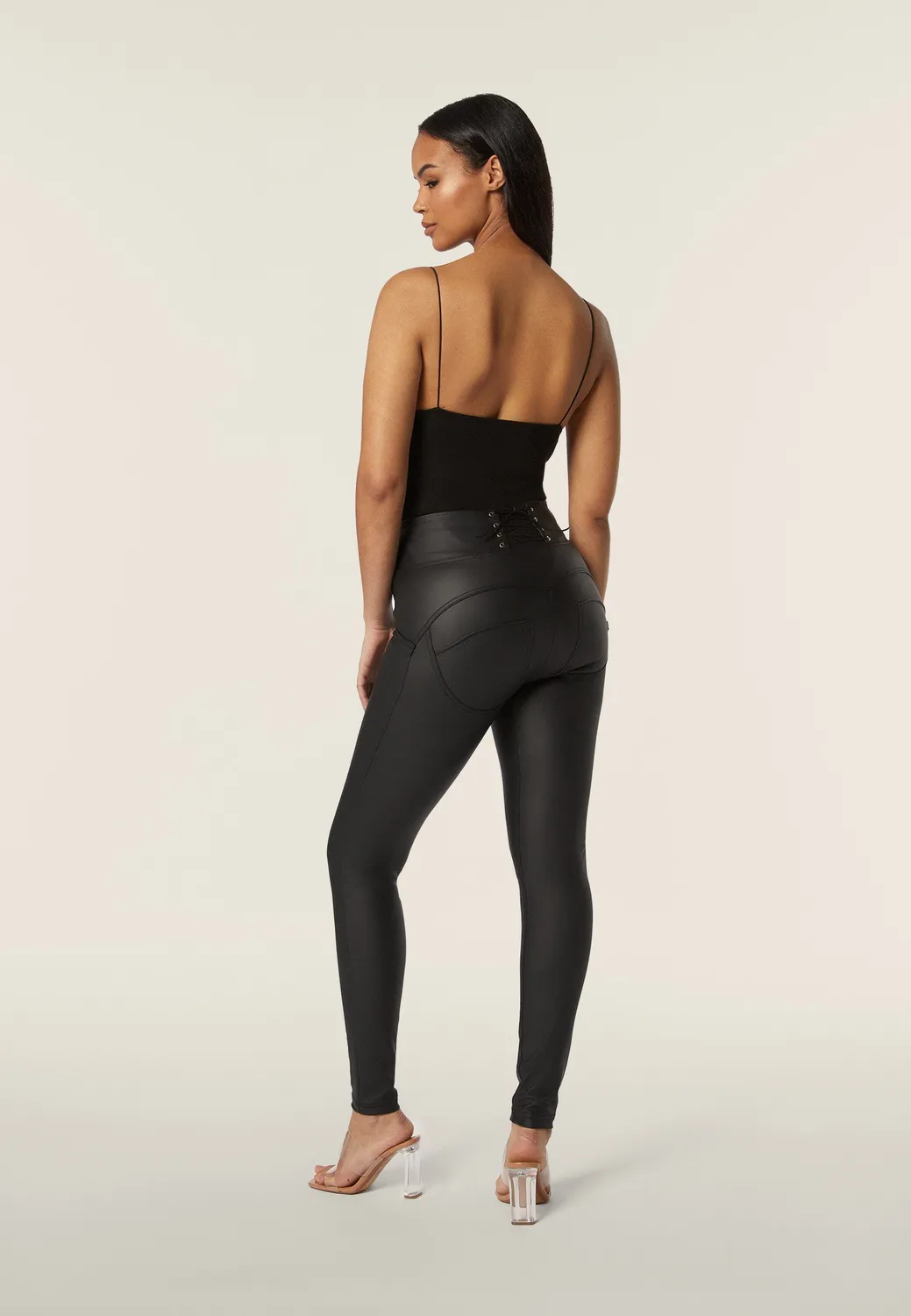 Freddy WR.UP Leggings Kunstleder Schwarz High Waist