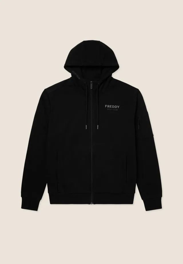 Freddy Full-Zip Kapuzenjacke Herren Nero Vorgewaschen
