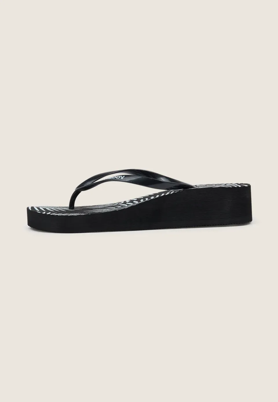 Freddy Platform Flip-Flops Schwarz Tropical-Print Keilabsatz