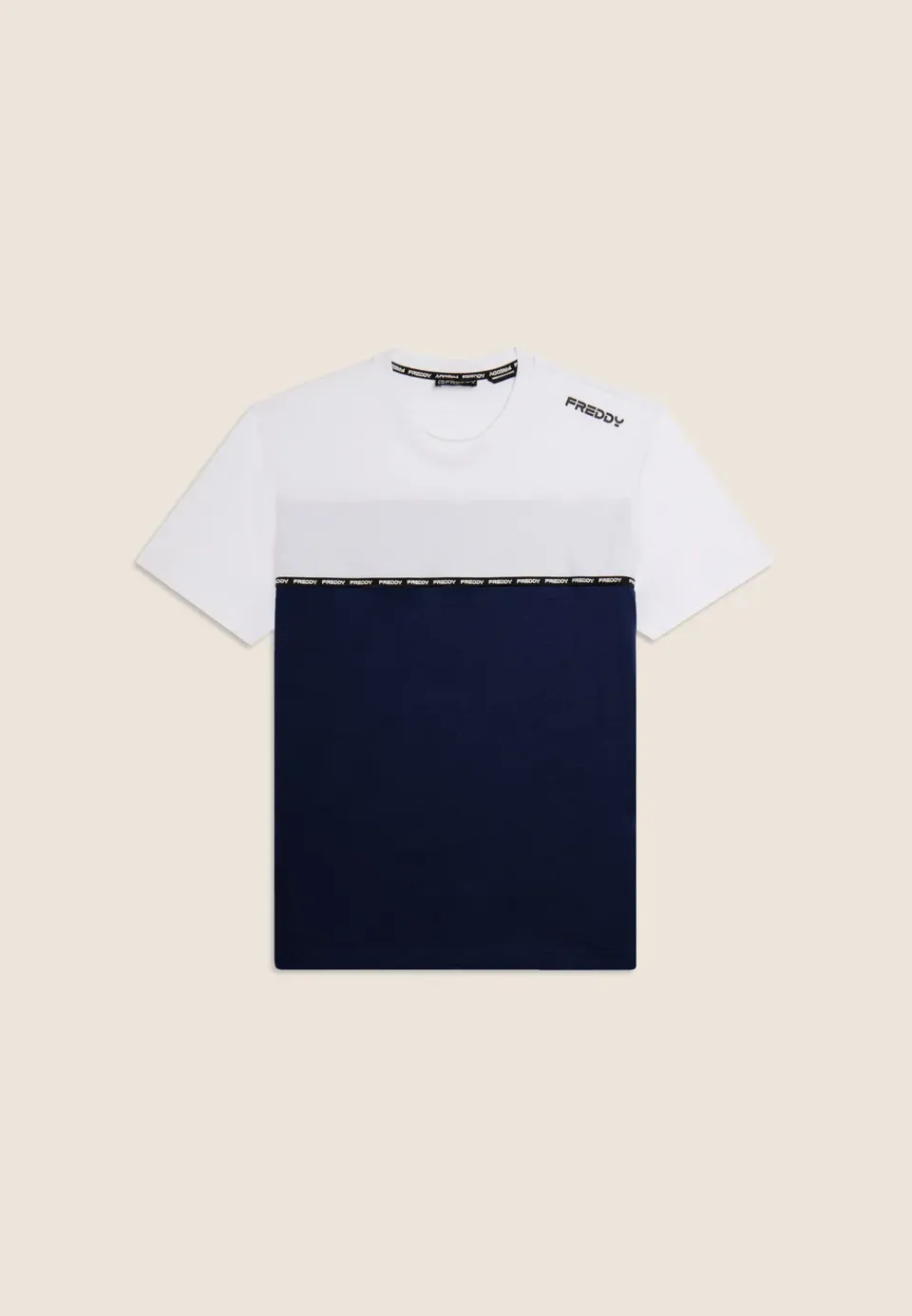 Freddy Colour Block T-Shirt Nero-Bianco Baumwolle