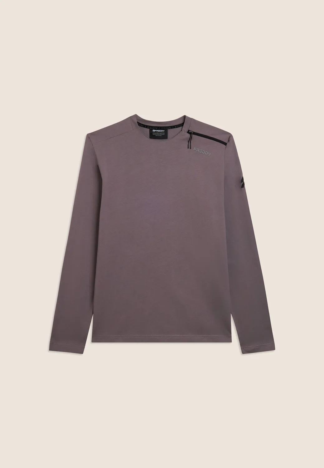 Freddy Langarmshirt Jersey Zip Black Baumwolle
