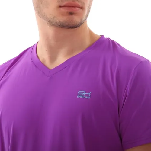 SPORTKIND V-Ausschnitt T-Shirt violett 140 UV-Schutz