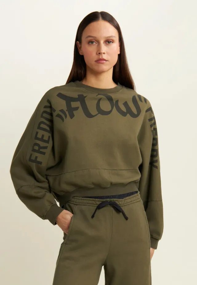 Freddy Flow Oversize Cropped Sweatshirt Gray Asphalt