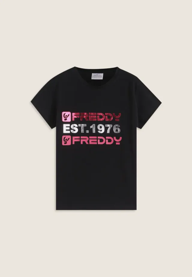 Freddy T-Shirt Mädchen Schwarz Maxi-Logo Baumwolle