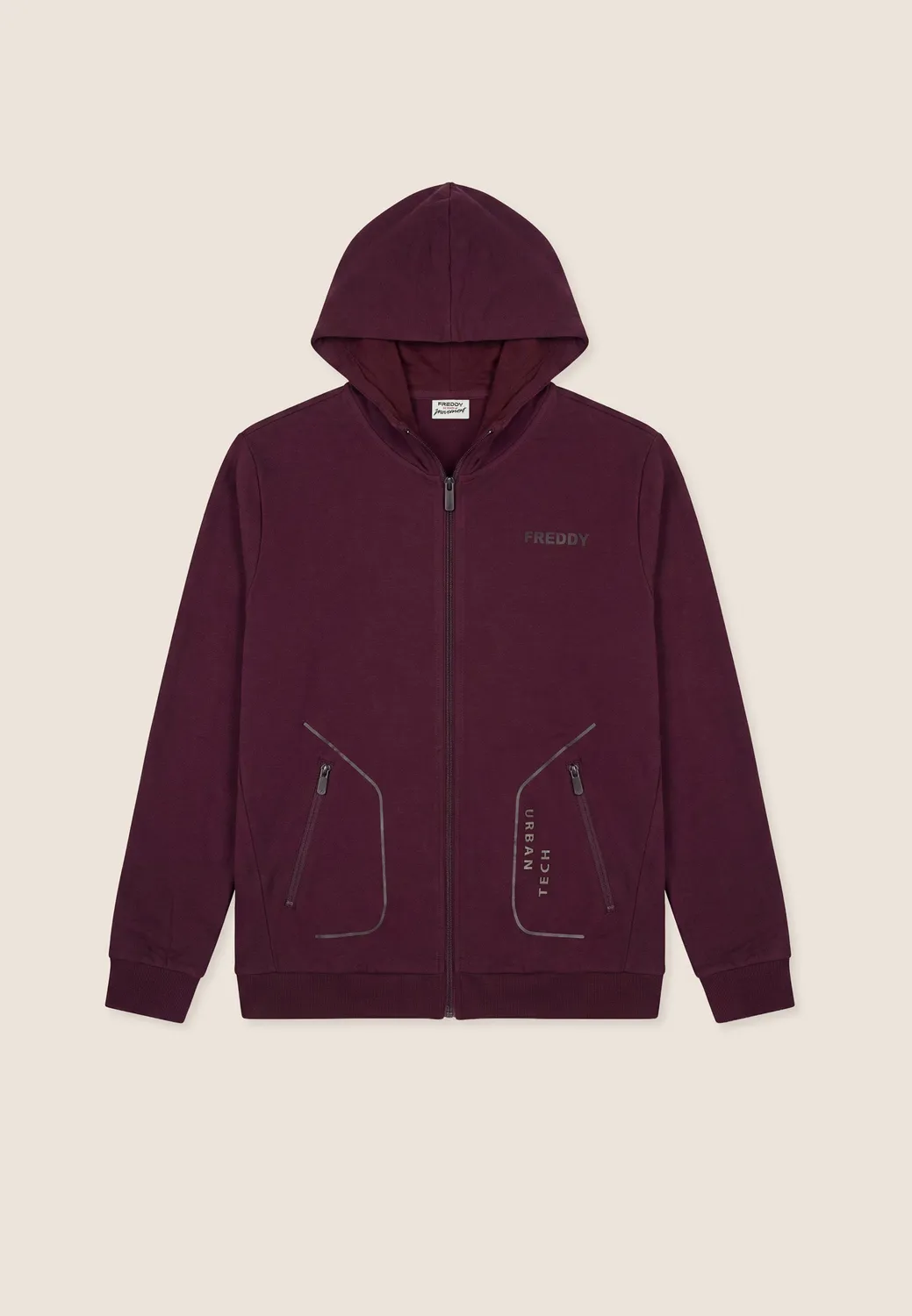 Freddy Herren Kapuzenjacke Technikfleece Schwarz Zip