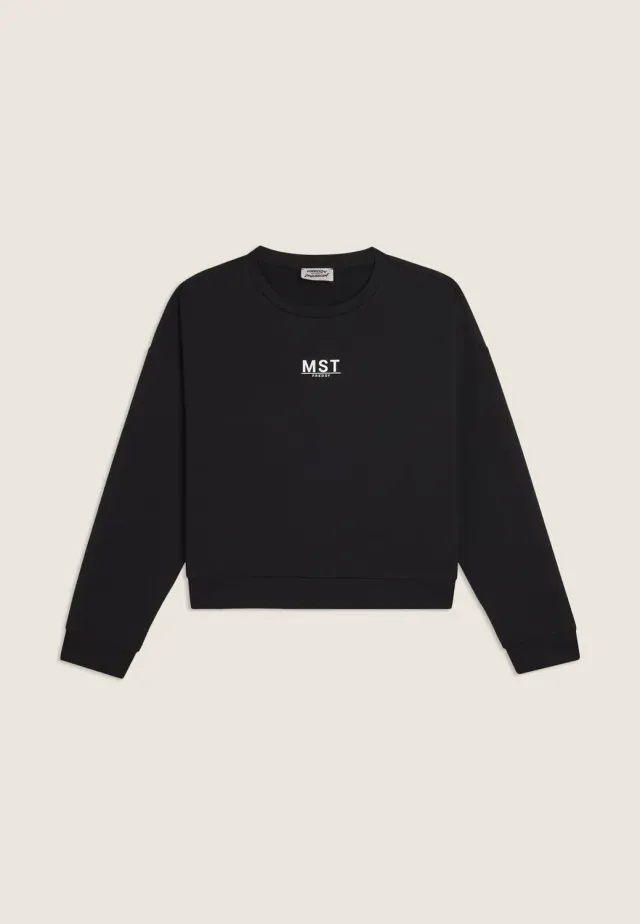 Freddy Cropped Sweatshirt Rundhals Baumwolle Nero bequem