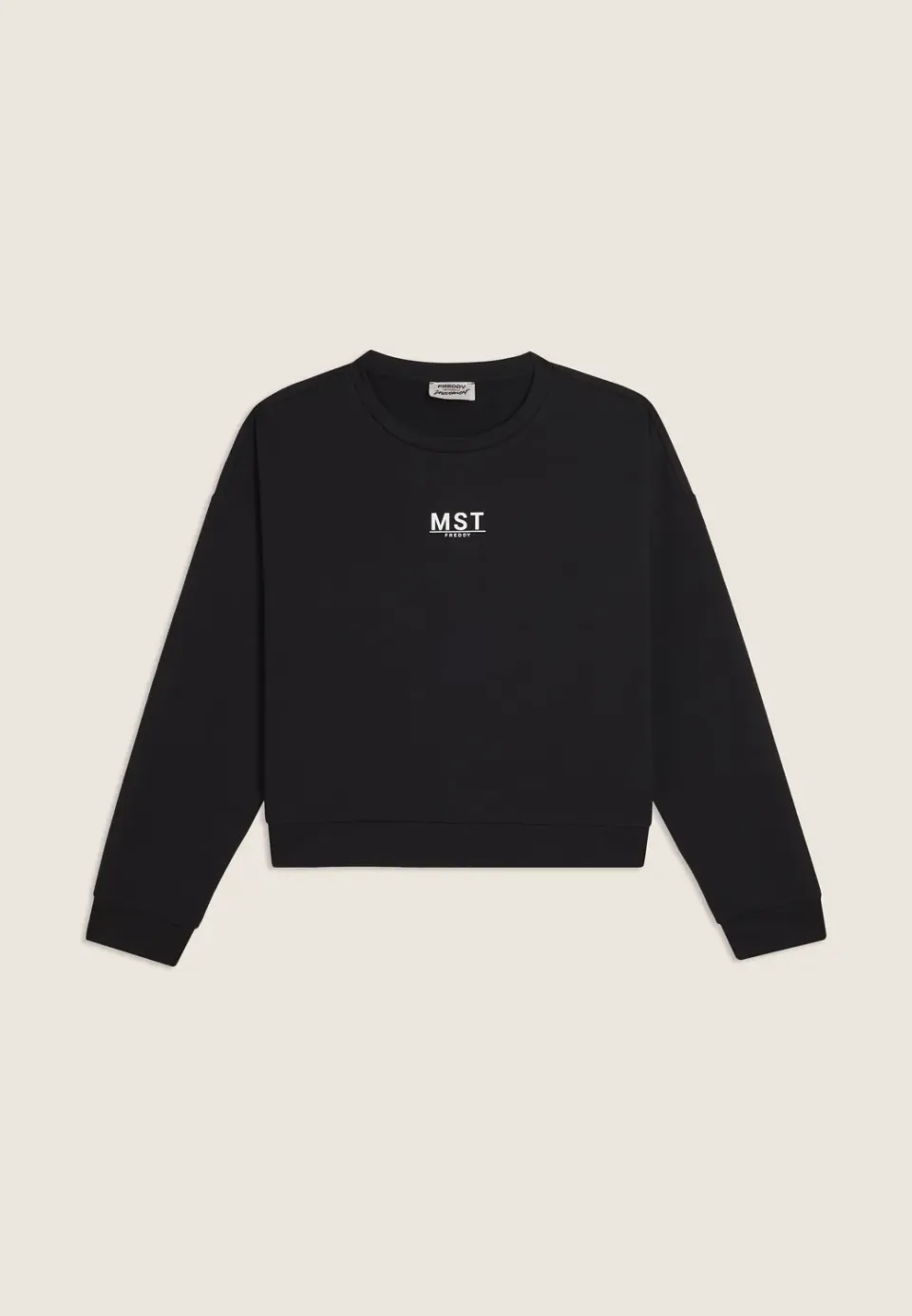Freddy Cropped Sweatshirt Rundhals Baumwolle Nero bequem