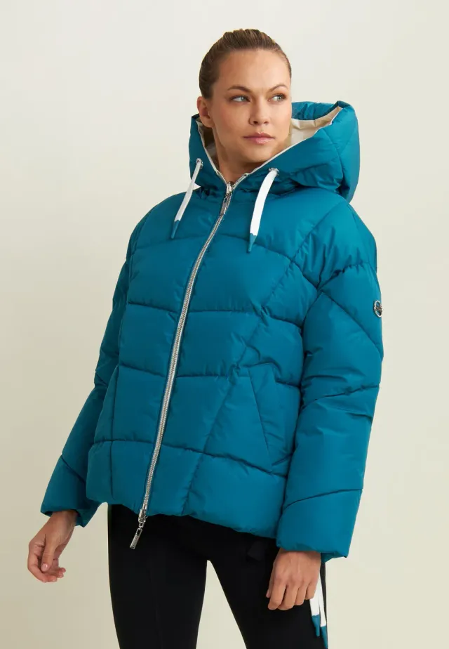 Freddy Double-Face Daunenjacke Schwarz-Weiß Warm