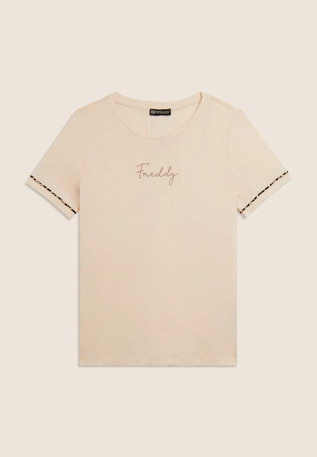 Freddy T-Shirt Crinkle-Rücken schwarz Animalier-Piping