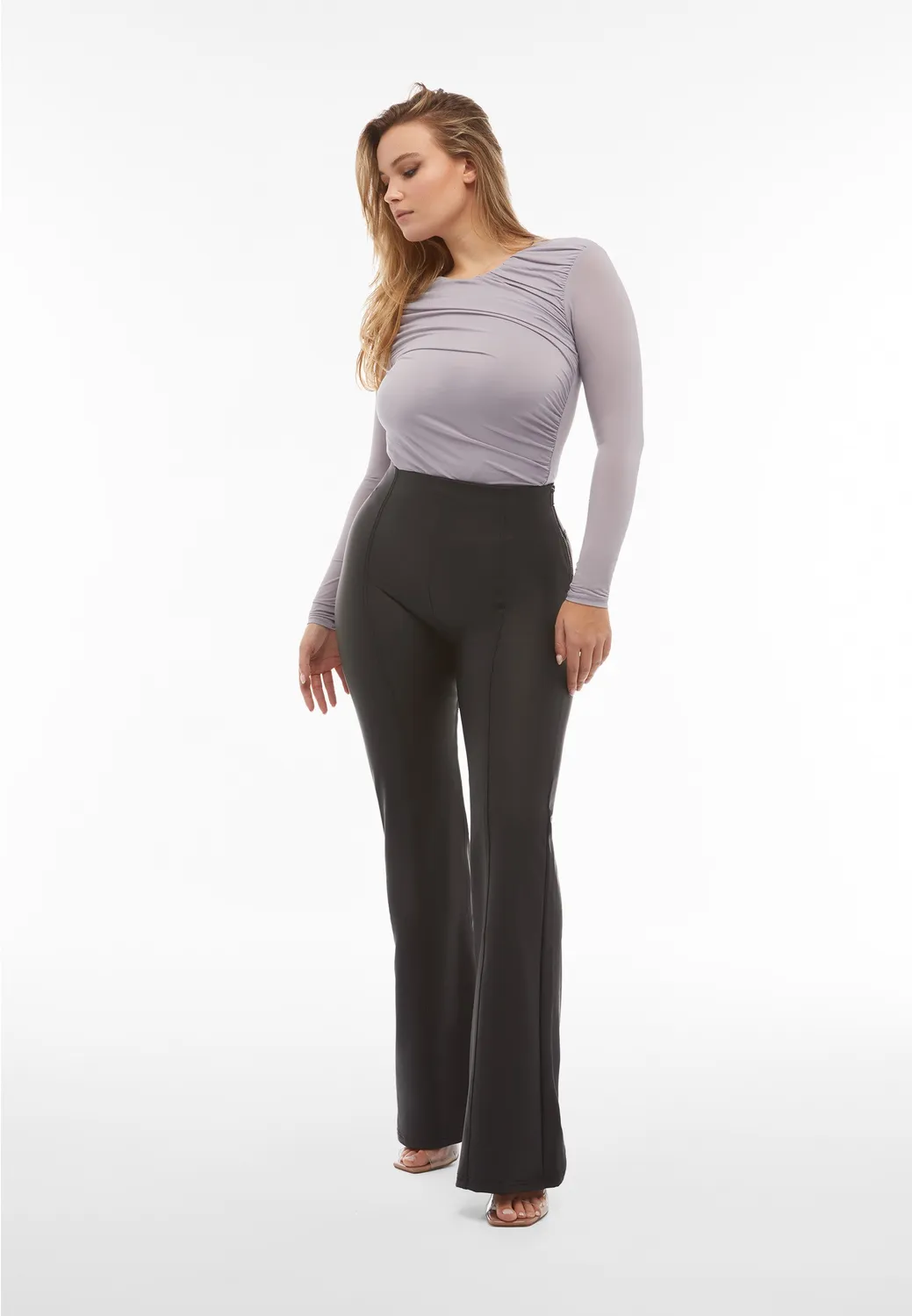 Freddy WR.UP Super Flare Push-up-Hose Kunstleder Faded Denim