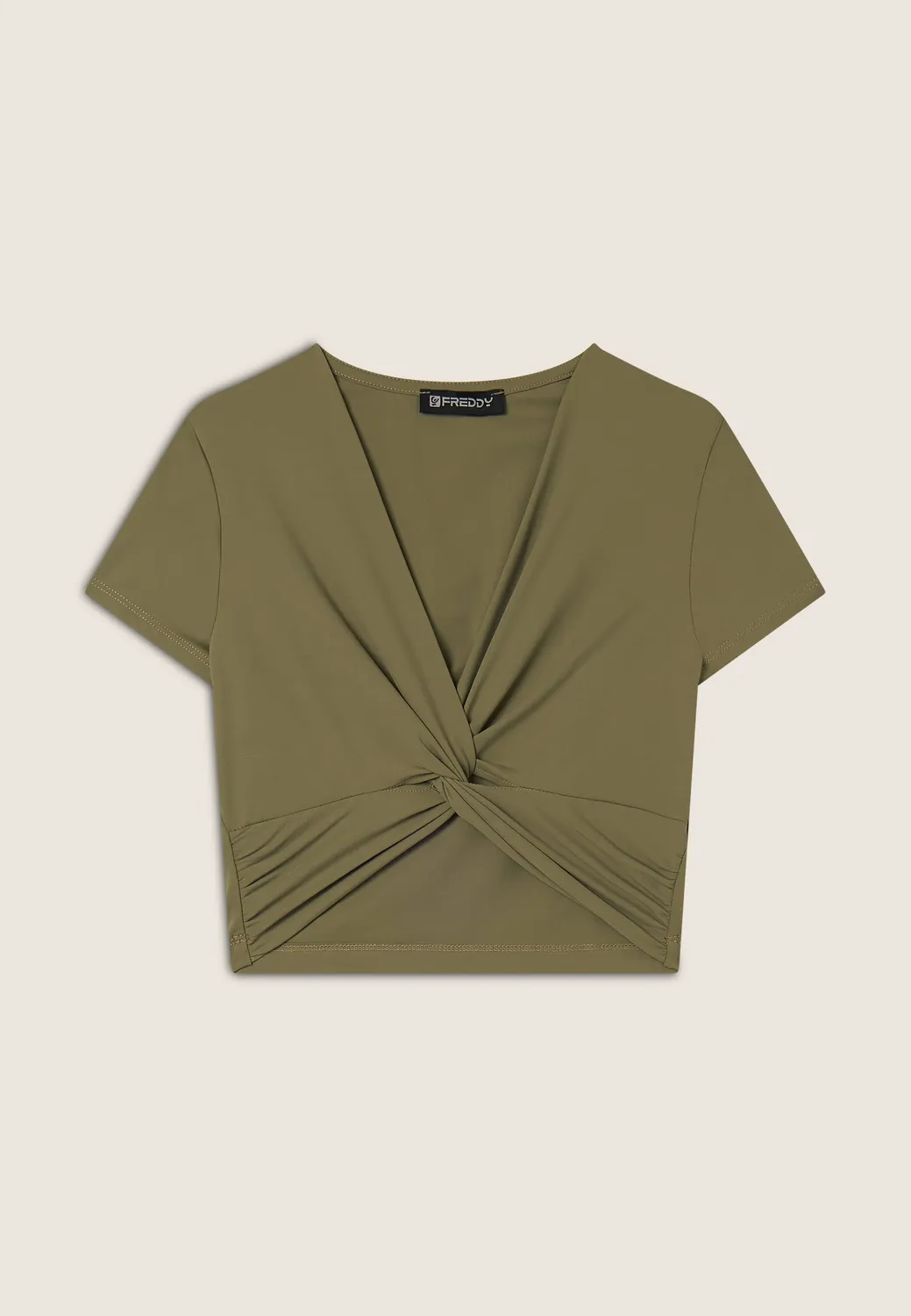 Freddy D.I.W.O. Cropped T-Shirt Schwarz Knoten
