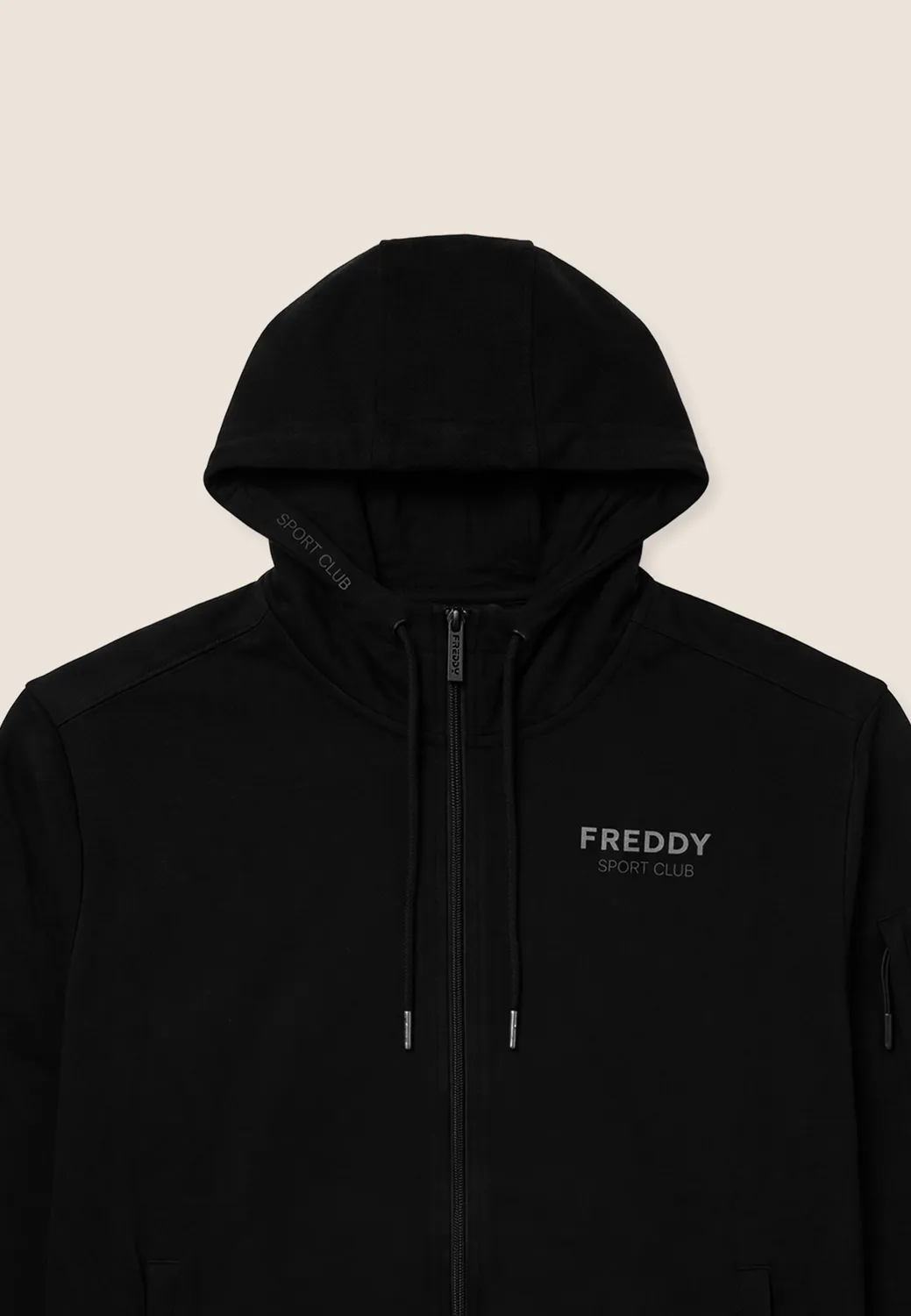Freddy Full-Zip Kapuzenjacke Herren Nero Vorgewaschen
